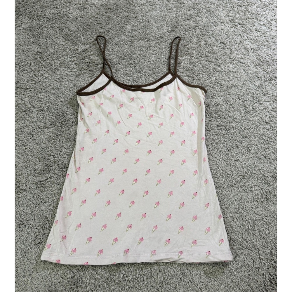 Womens Y2 Ice Cream Cone Camisole Pink Brown Coquette Cami Top Loungewear M - Picture 2 of 6